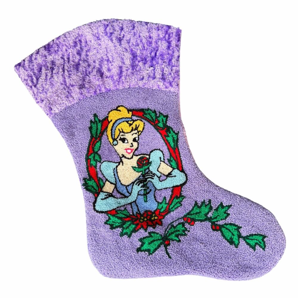 Vintage Disney Princess Cinderella Christmas Stocking 1990’s Santa’s Best Purple